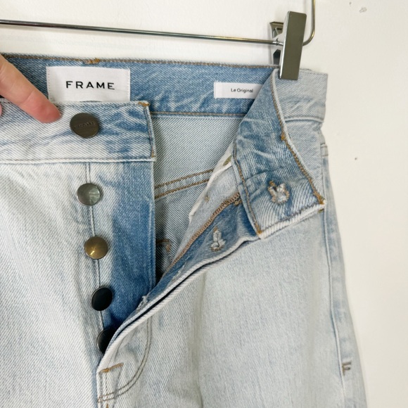 Frame Denim LeOriginal Button Fly Straight Jeans Howard Rips Distressed Size 27 - Picture 7 of 9
